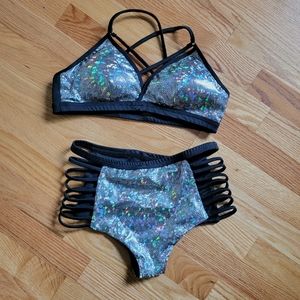 OKSA Holographic Polewear Set, EUC, Size Medium